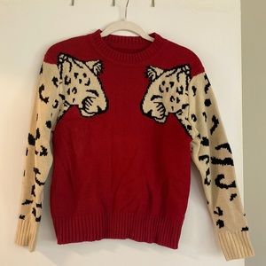 Cat leopard dark pink sweater
